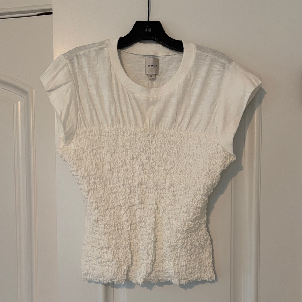 Maeve White Textured Top